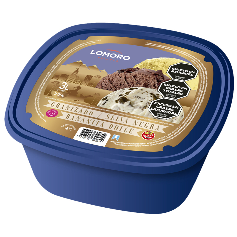 Balde de 3L – LOMORO Granizado – Selva Negra – Bananita Dolce